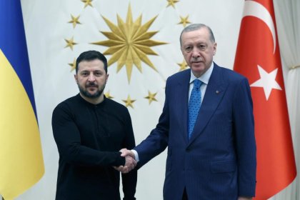 اردوغان از زلنسکی در کاخ ریاست جمهوری ترکیه استقبال کرد