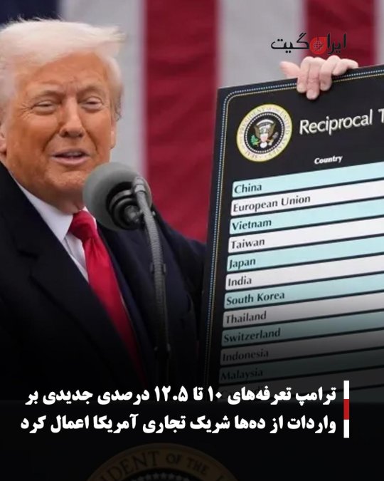 ترامپ تعرفههای ۱۰ تا ۱۲.۵ درصدی جدیدی بر واردات از دهها شریک تجاری آمریکا اعمال کرد