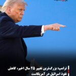 ترامپ: بزرگ‌ترین تغییر ۲۵ سال اخیر، کاهش نفوذ اسرائیل در آمریکاست